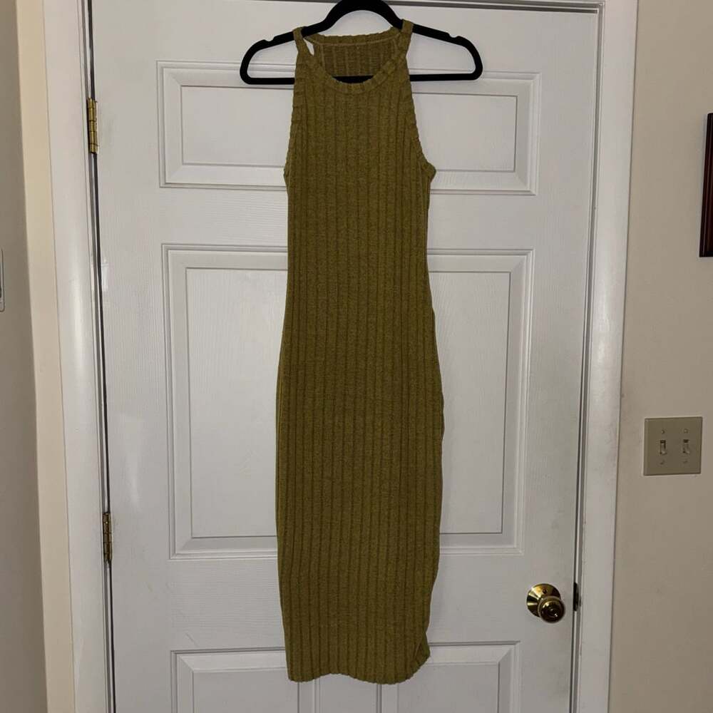 Shein Compact Cotton Rib Scoop Back Midi Dress Small